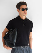 Cotton Knitted Polo - Black - Role