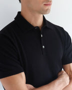 Cotton Knitted Polo - Black - Role