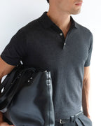 Cotton Knitted Polo - Charcoal - Role