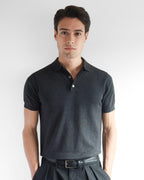 Cotton Knitted Polo - Charcoal - Role
