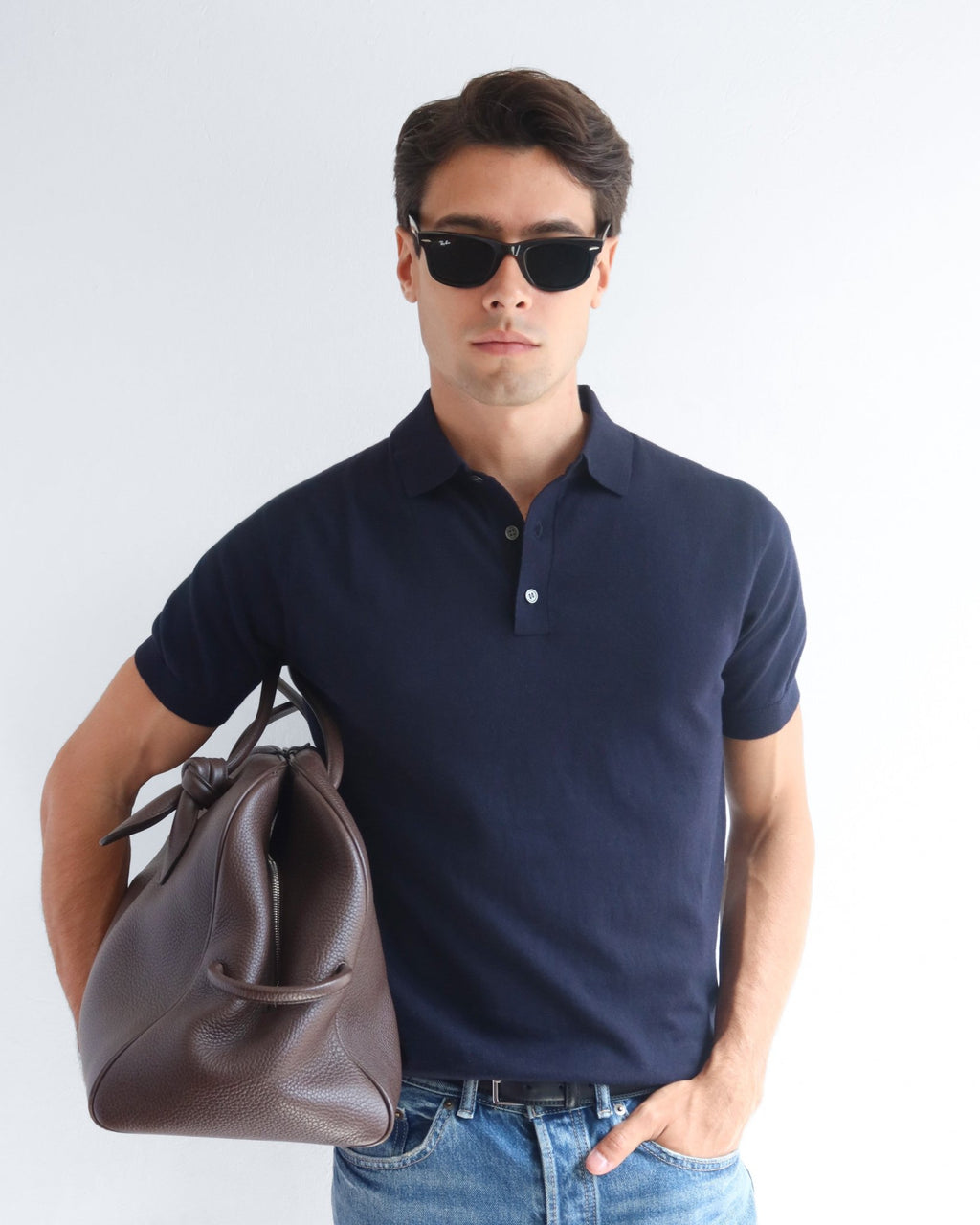 Cotton Knitted Polo - Navy - Role