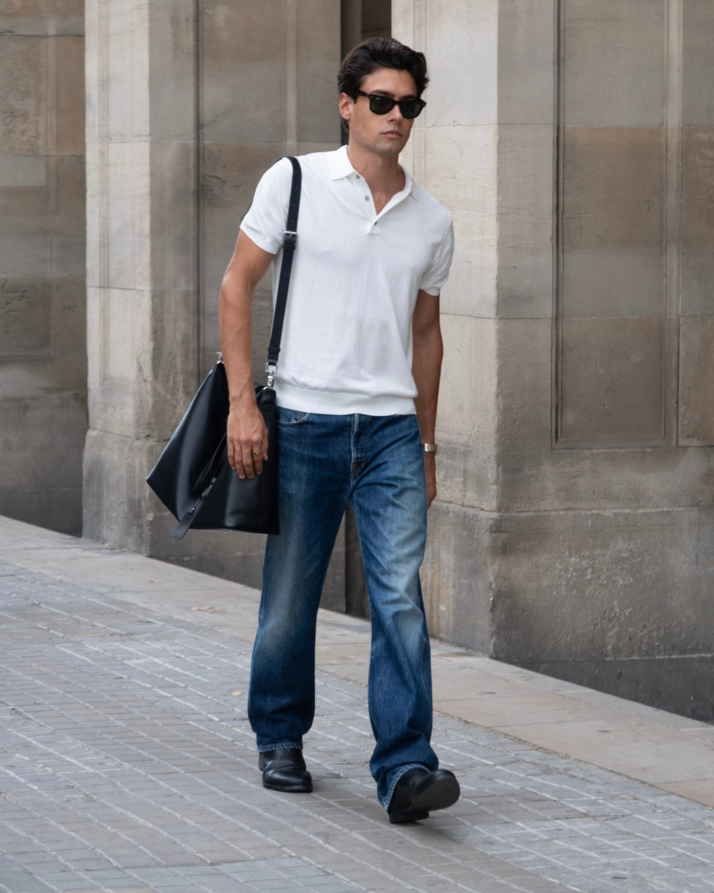 Cotton Knitted Polo - White - Role