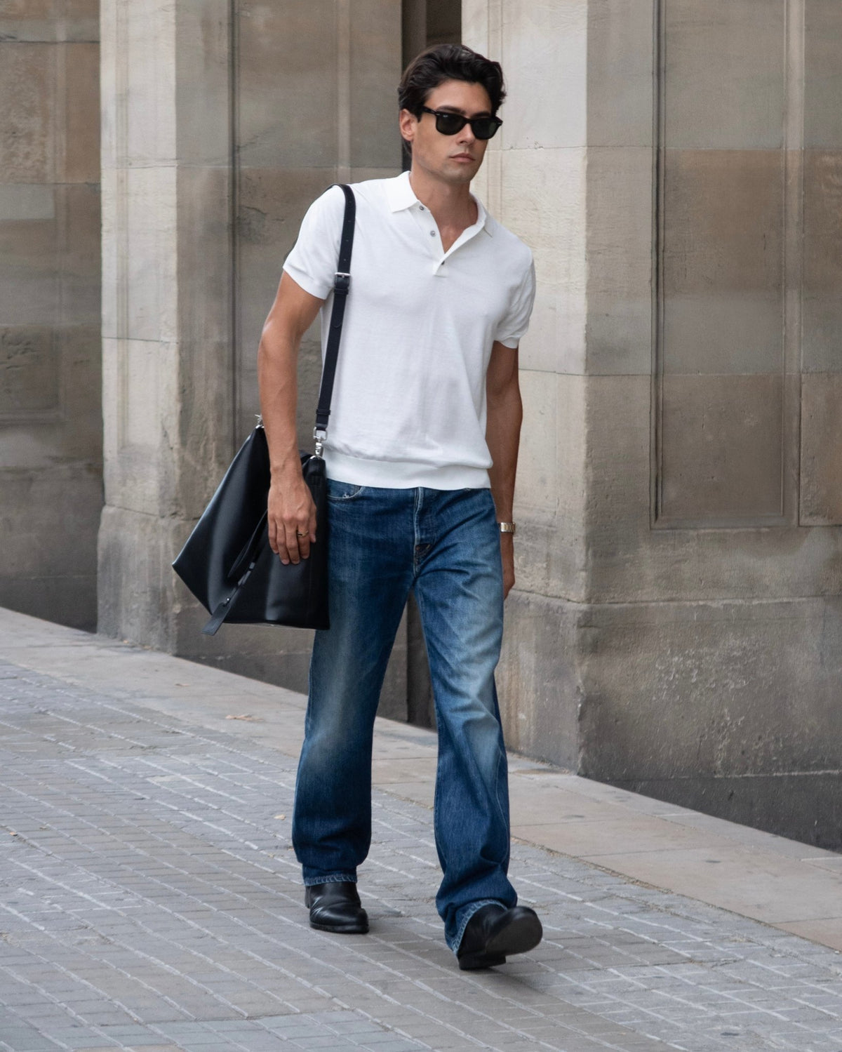 Cotton Knitted Polo - White - Role