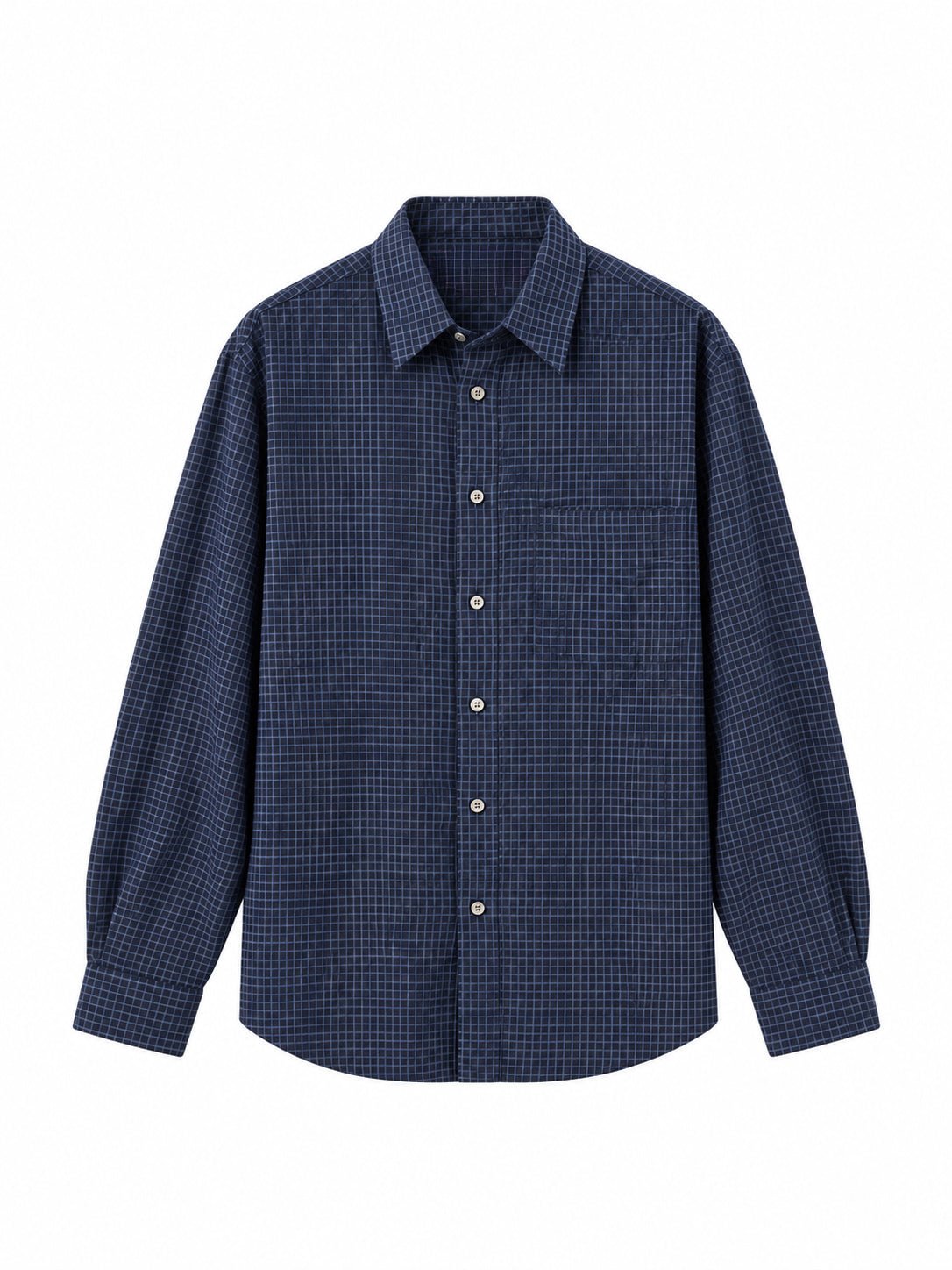 Navy micro-check shirt - Role