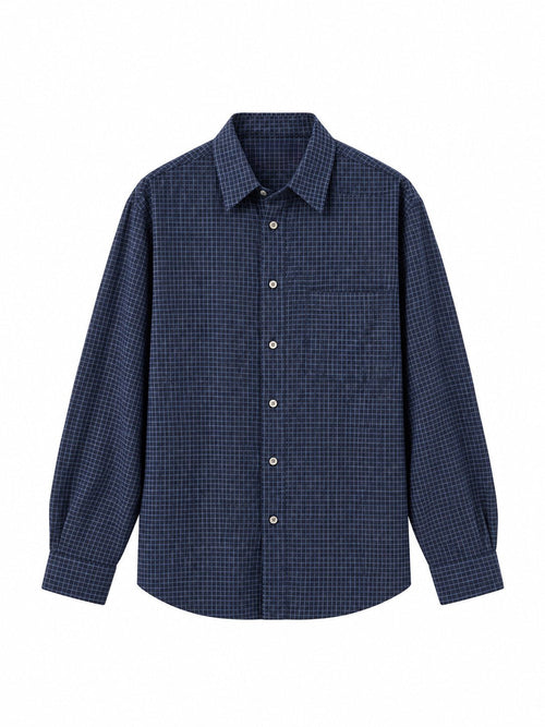 Navy micro-check shirt - Role