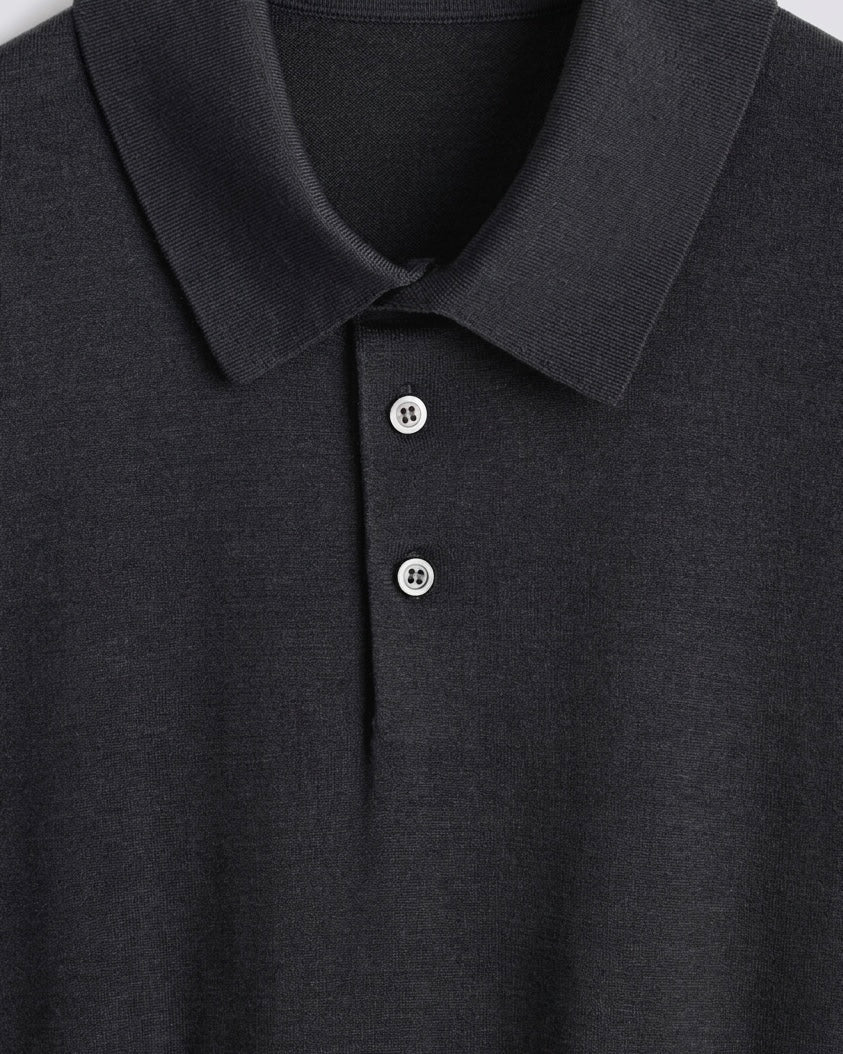 Role Knitted Polo - Charcoal - Role